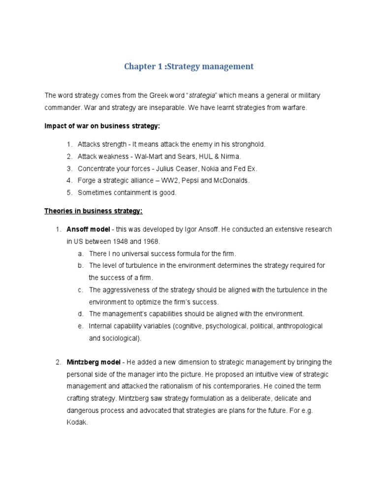 Strategy Management - Chapter 1 | PDF | Strategic Management | Business