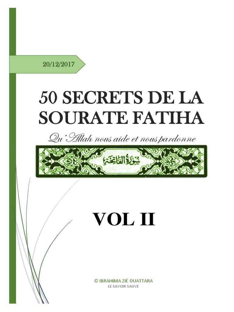 50 Secrets De La Sourate Fatiha Vol Ii Pdf Coran Islam