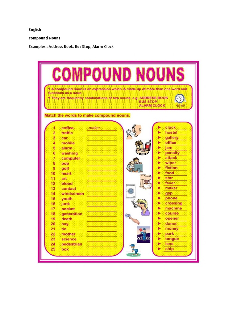 Alarm Clock English Compound Nouns Examples PDF