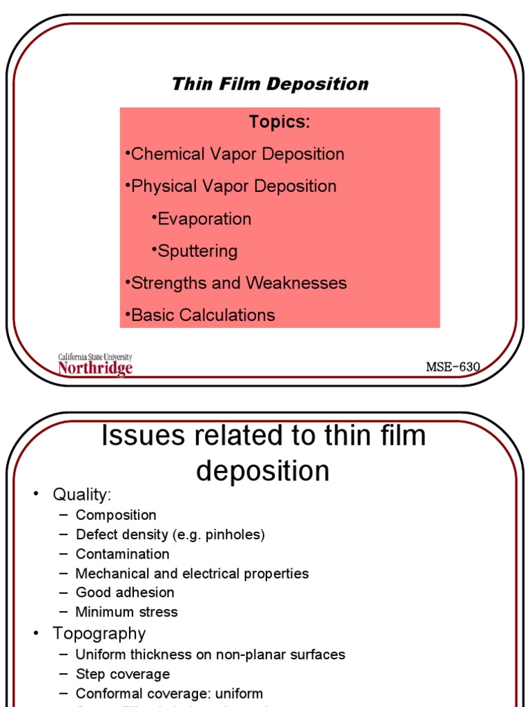 Thin Film Deposition | PDF | Chemical Vapor Deposition | Thin Film