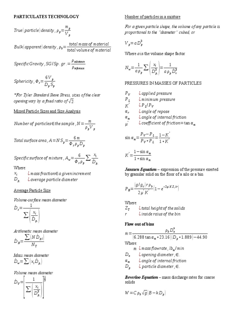 Particulates Technology | PDF | Density | Pressure