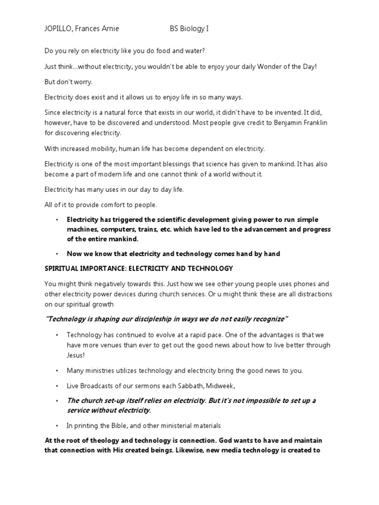 Electricity's Role in Spiritual Life | PDF | Electricity