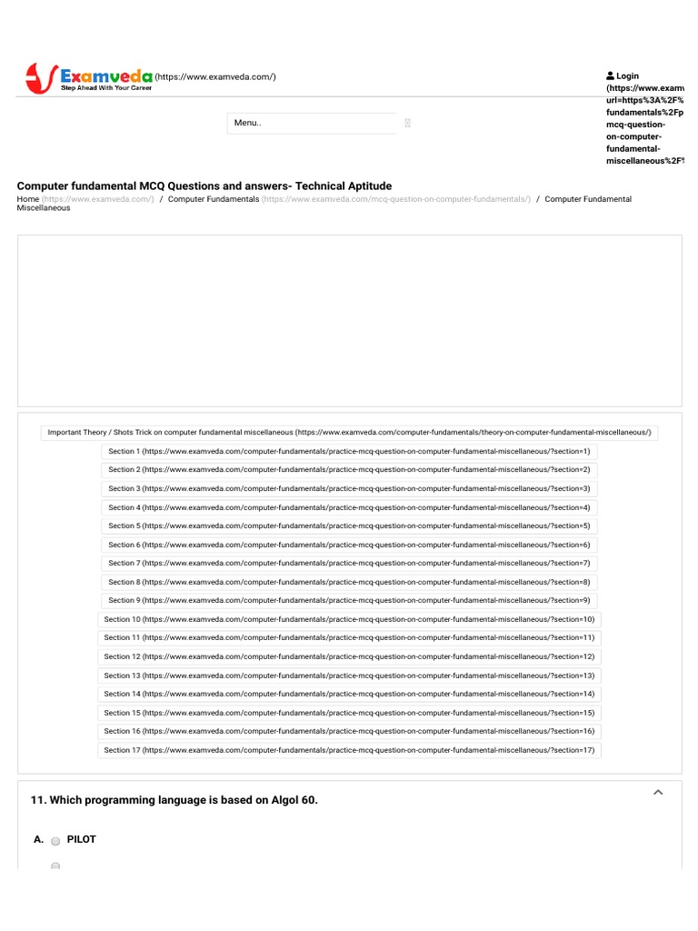 Computer Fundamental MCQ Questions and Answers-Technical Aptitude | PDF ...