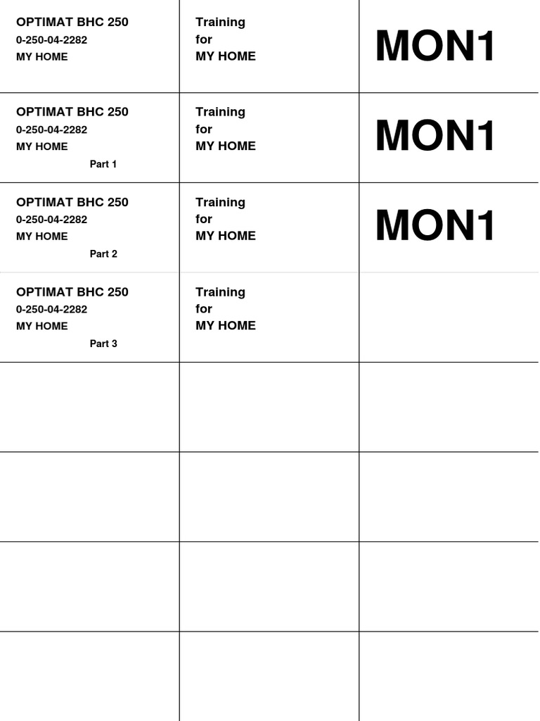 Mon1 Mon1 Mon1: Optimat BHC 250 Training For My Home | PDF