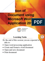 Session 5 Preparation of Document Using Microsoft Word Application 2010