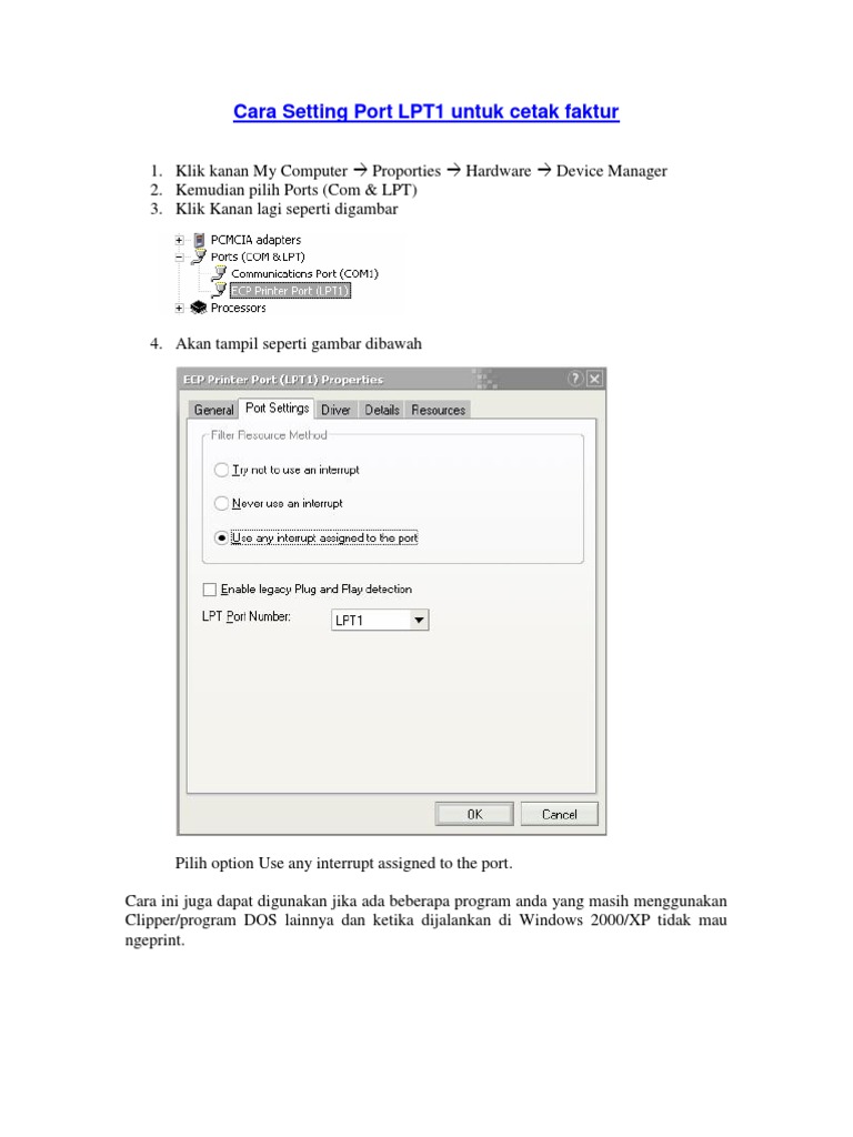 Cara Setting Port LPT | PDF