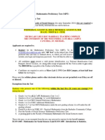 Mathematics Proficiency Test Guidelines PDF