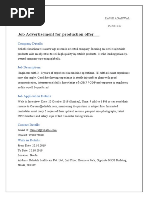 Job Advertisement