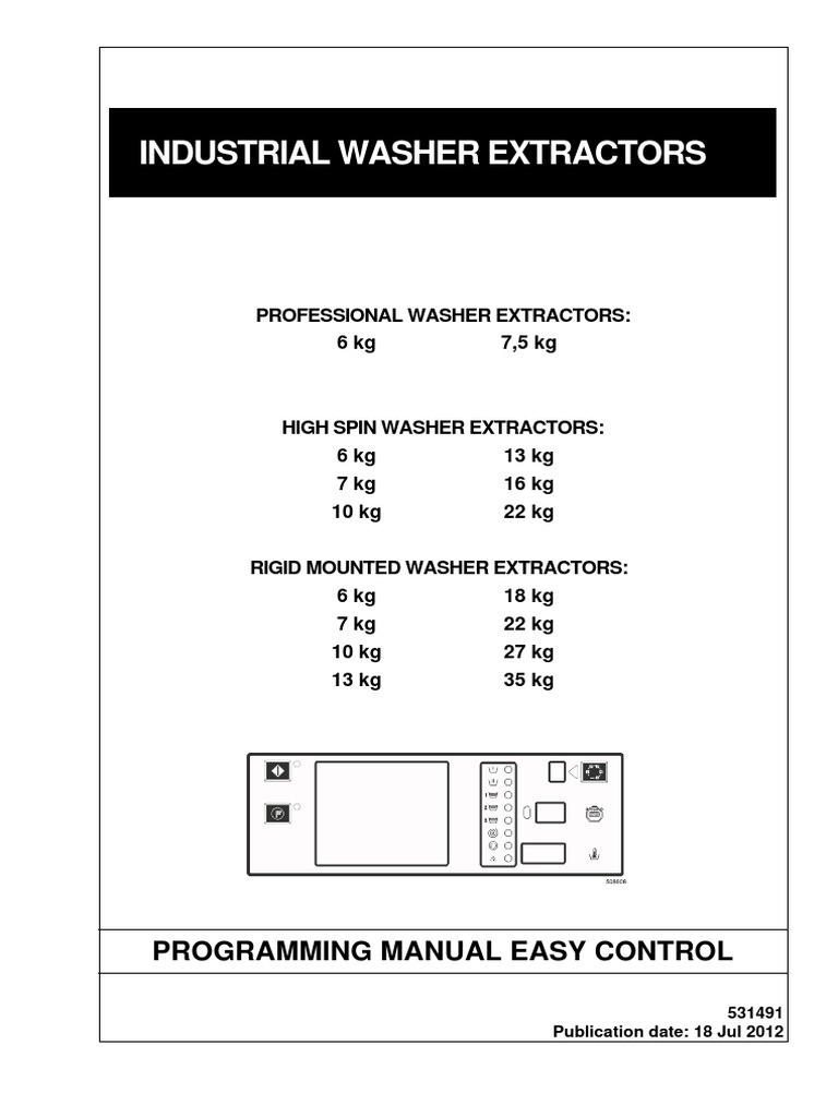 Industrial Washer Extractors Programming Manual Easy Control PDF