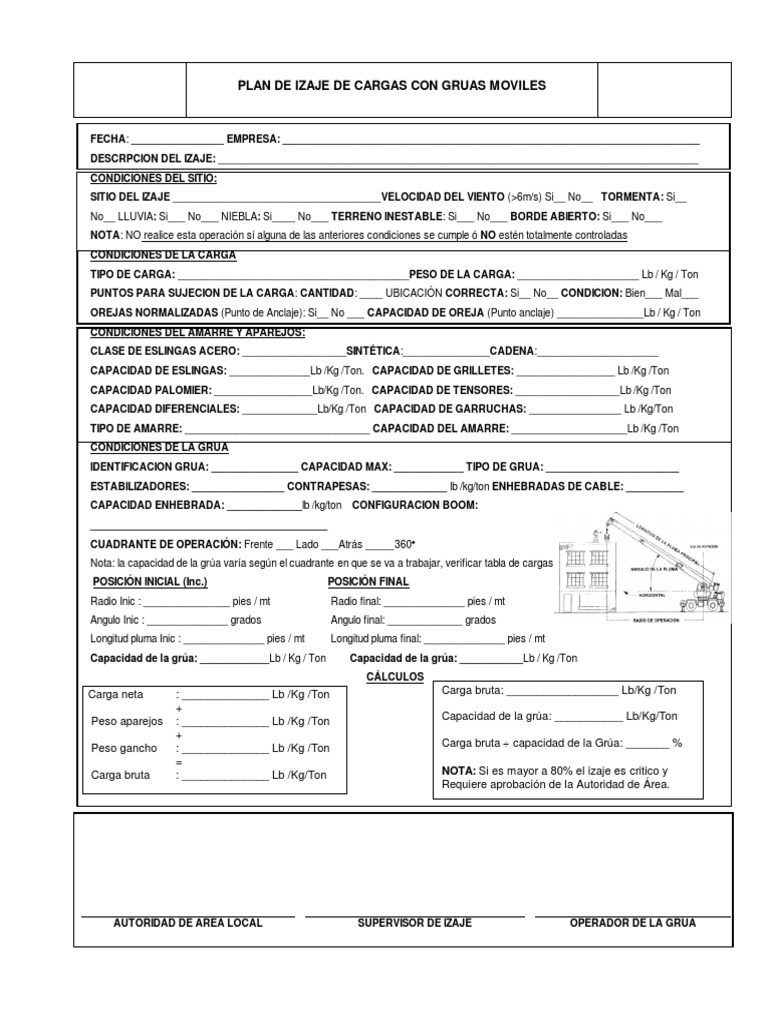 Formato Plan de Izaje de Cargas PDF | PDF | Naturaleza | Science