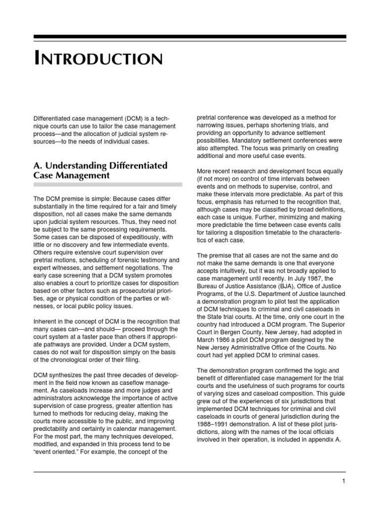 Ntroduction A. Understanding Differentiated Case Management PDF