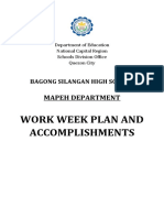 Work Week Plan and Accomplishments: Mapeh Department