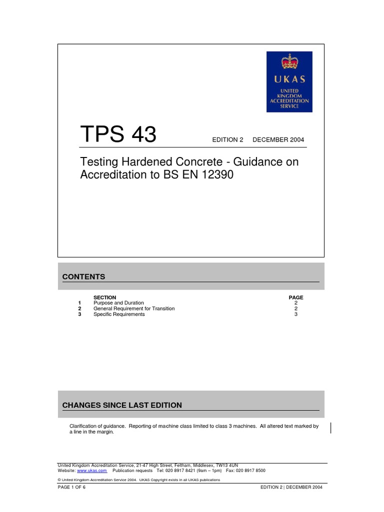 Testing Hardened Concrete - Guidance On Accreditation To BS EN 12390 | PDF