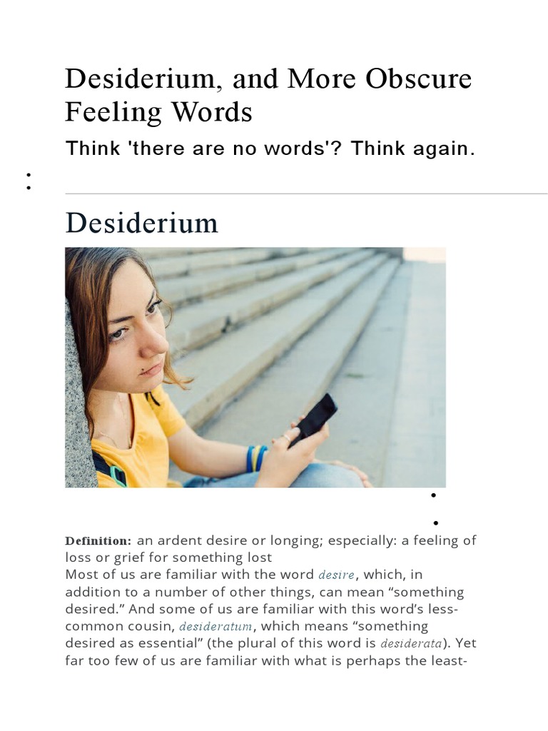 Desiderium Desiderium And More Obscure Feeling Words Pdf