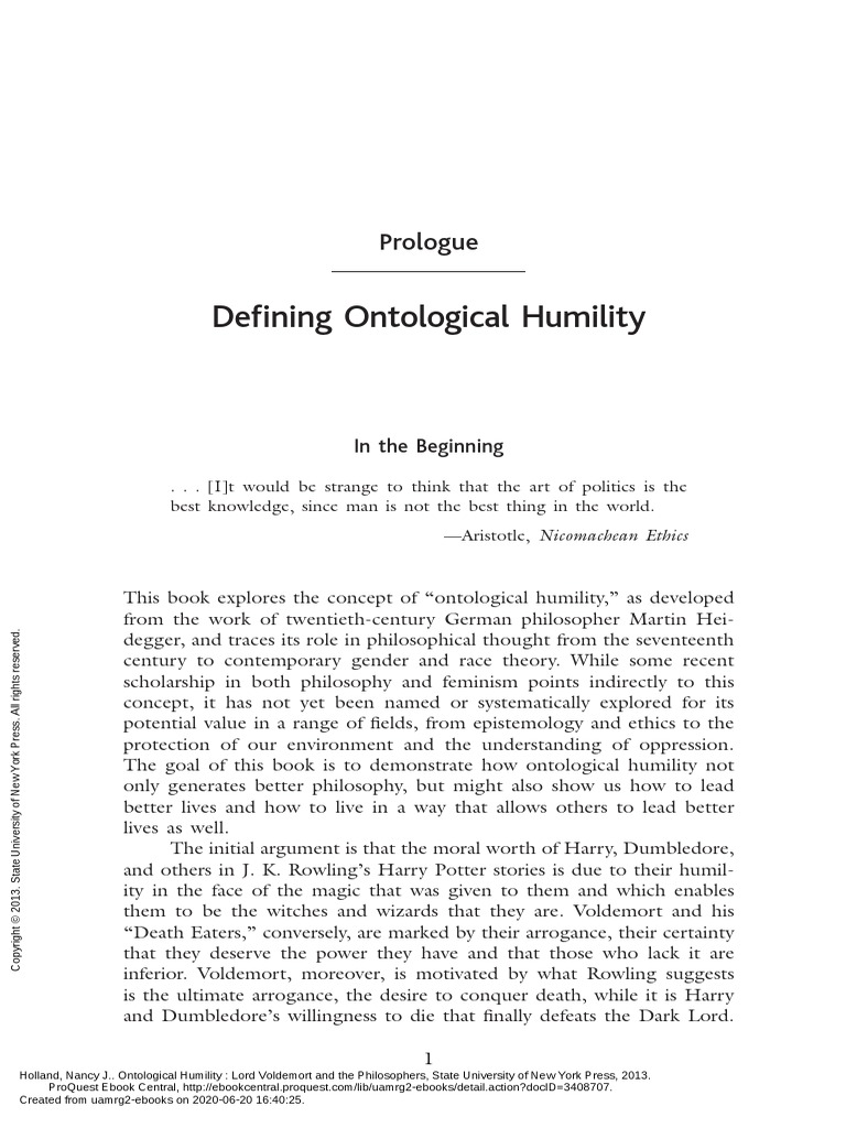 Defining Ontological Humility: Prologue | PDF | Harry Potter | Science