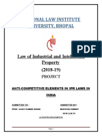 National Law Institute University, Bhopal: Law of Industrial and Intellectual Property (2018-19)