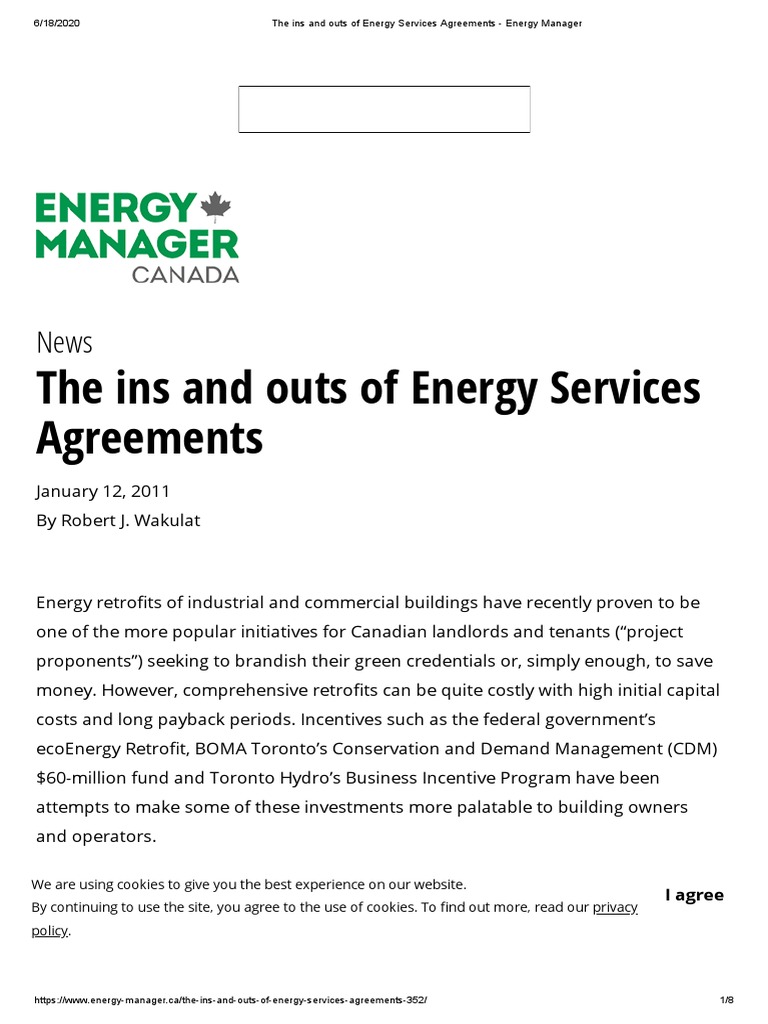 The Ins and Outs of Energy Services Agreements - Energy Manager | PDF ...