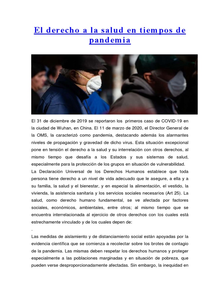 La Salud en La Pandemia | PDF | Cuidado de salud universal | Trabajo Social