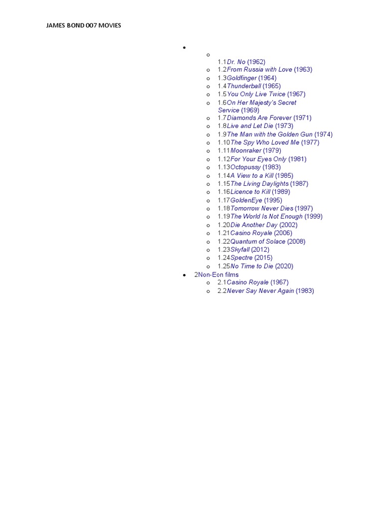 Bond Movies List | PDF