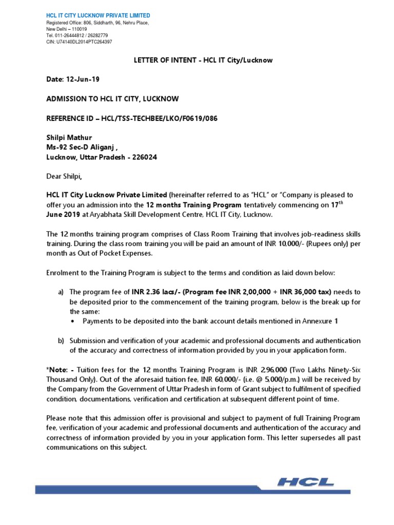 HCL TSS Techbee Lko F0619 086 PDF Business