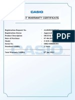 Registration Request No. AA20/0039/37192 Registration Status Approved Product Description Digital Watch Date of Purchase 07-06-2020 Model F-91W-1DG Serial No. D002-008000394 Standard Validity 2 Years