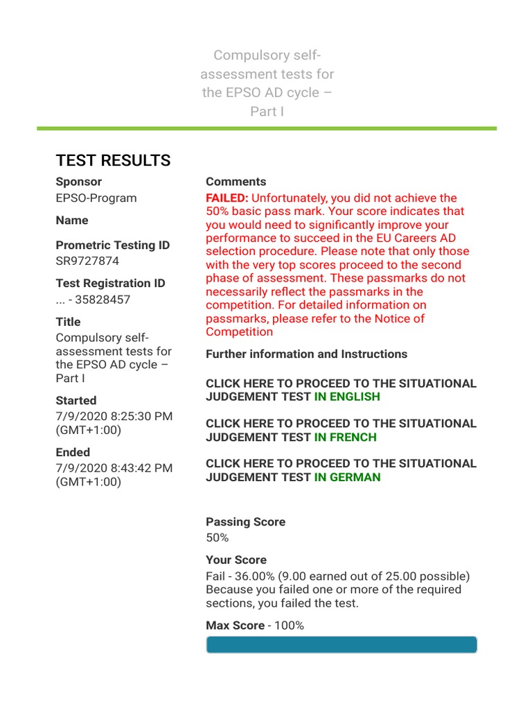 Test Results Prometric TC Net PDF