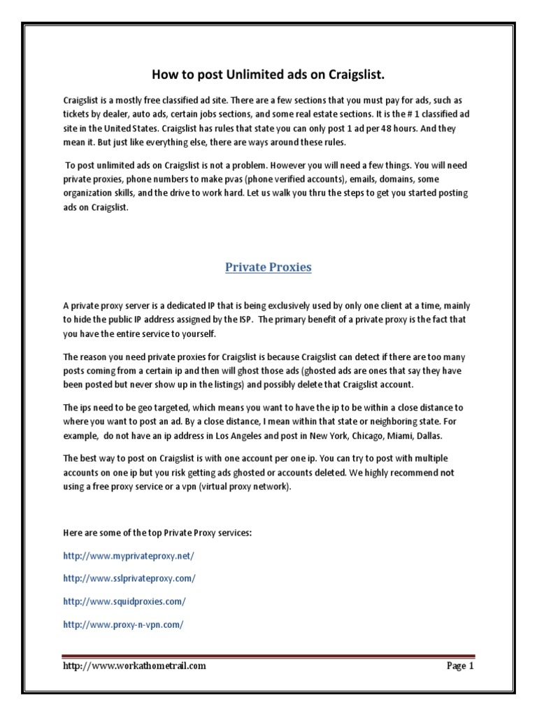 How To Post Unlimited Ads On Craigslist - pdf0 | PDF | Gmail | Proxy Server