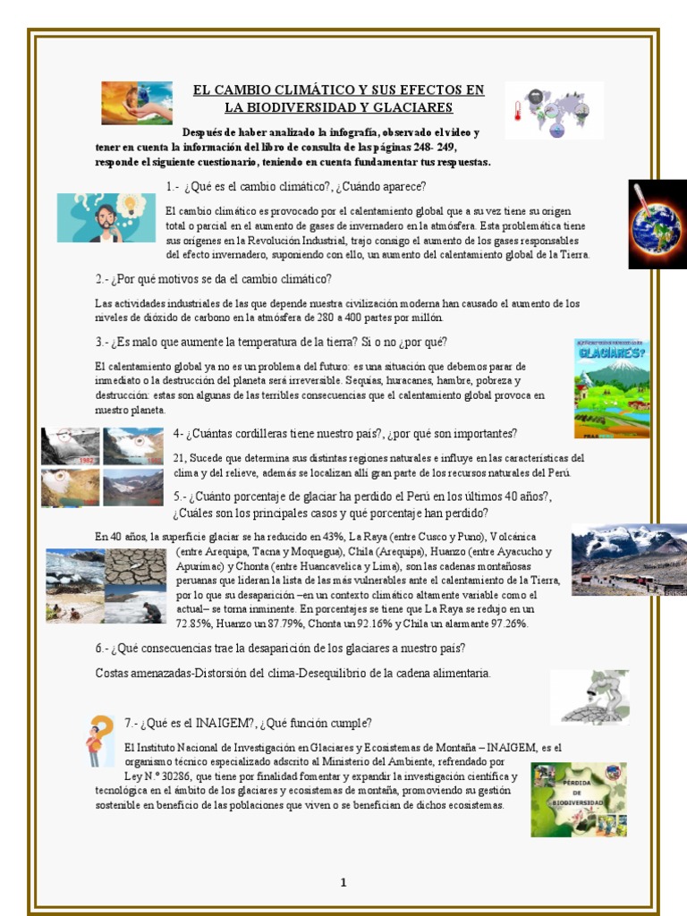 El Cambio Climático y Sus Efectos en La Biodiversidad y Glaciares | PDF ...