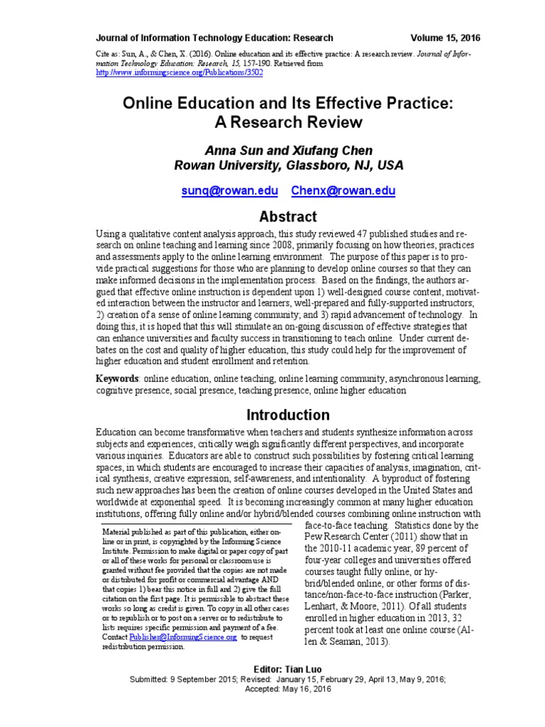 Online Education and Its Effective Practice: A Research Review | PDF ...