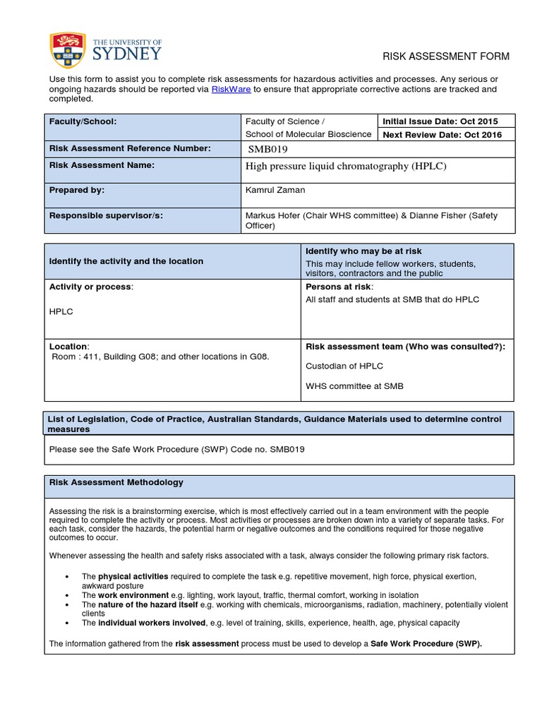 Smb019 High Pressure Liquid Chromatography (HPLC) : Riskware | PDF ...