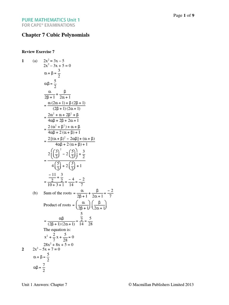 Unit 1 Chapter 7 Answers PDF | PDF | Numerical Analysis | Equations