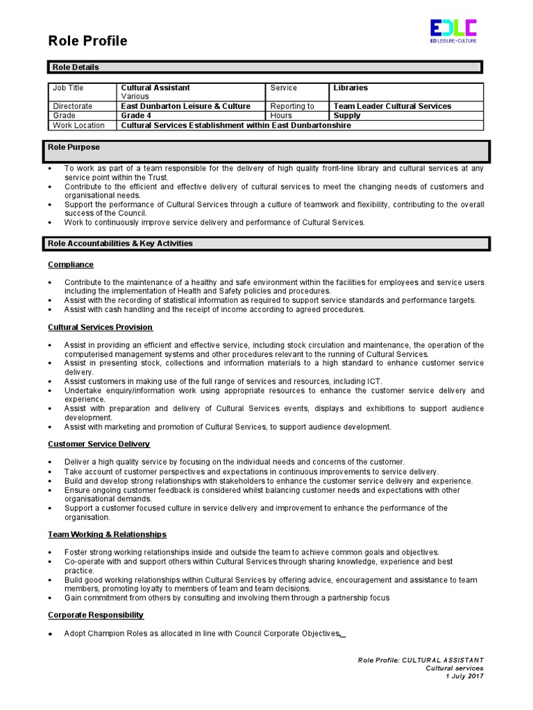 Cultural Assistant Role Overview | PDF | Corporate Social ...