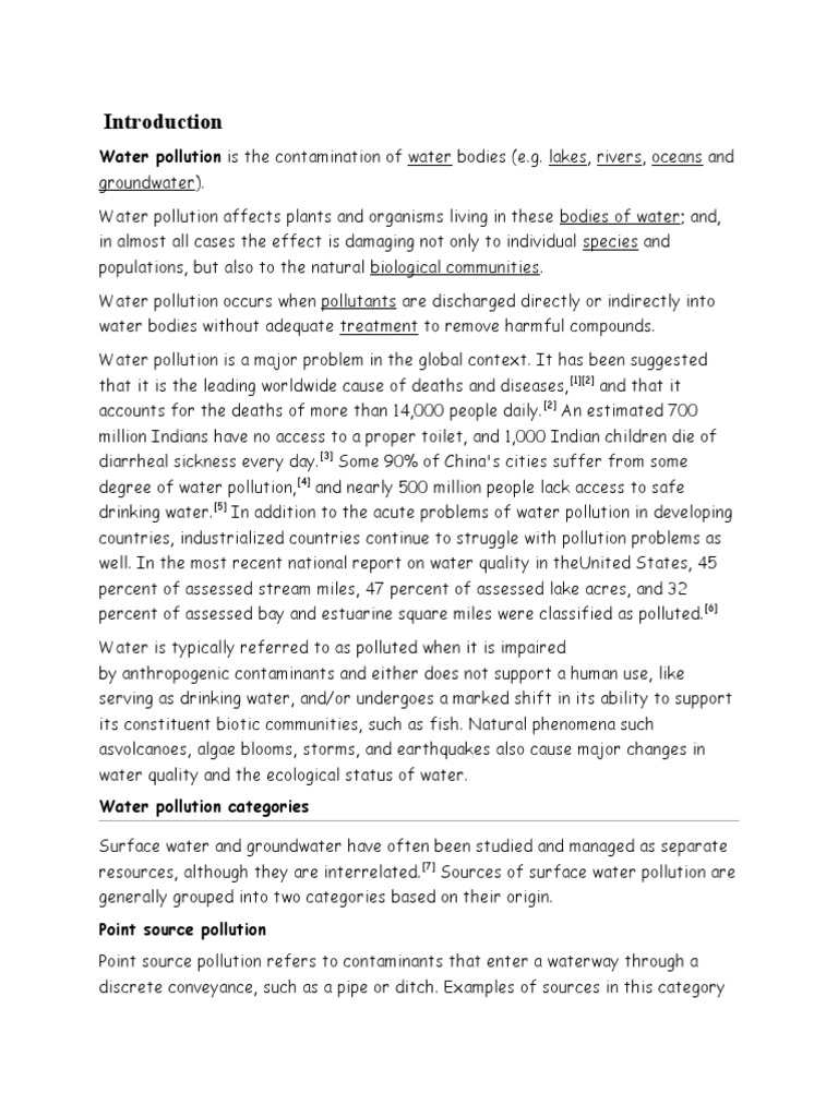 Water Pollution Is The Contamination of Water Bodies (E.g. Lakes ...