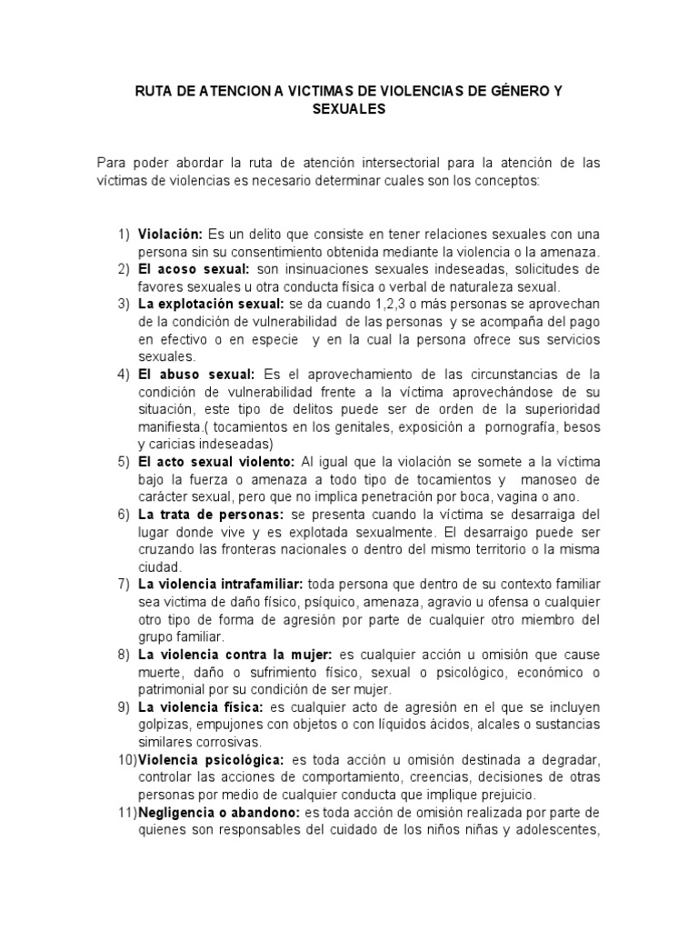 Ruta de Atención a Víctimas de Violencia Sexual | PDF | Violencia ...