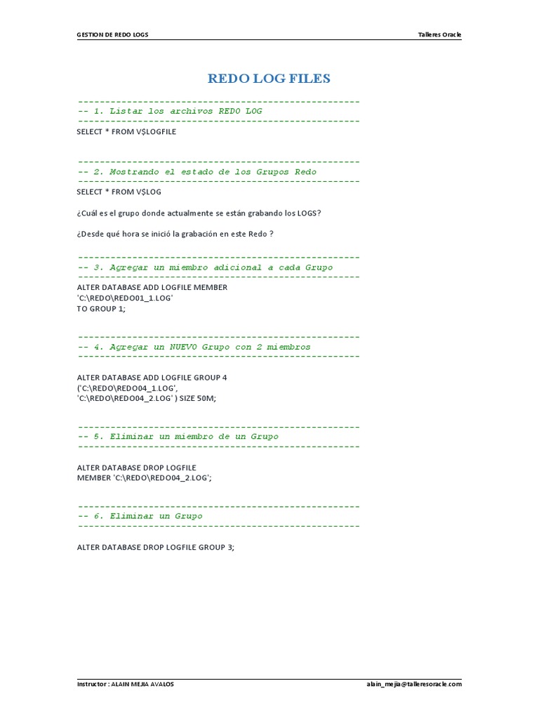 Gestión de Archivos Redo Log | PDF | Tecnología
