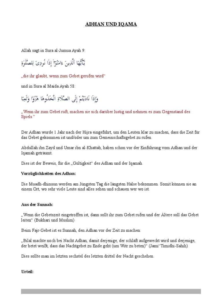 Adhan Und Iqama