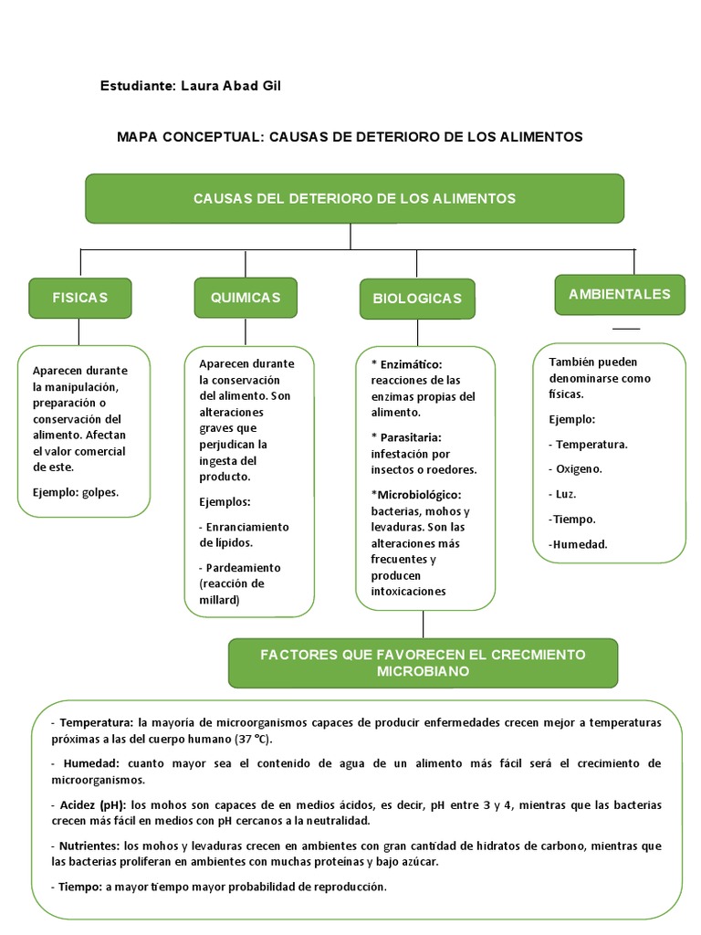 Mapa Conceptual - Causas de Deterioro de Los Alimentos | PDF ...