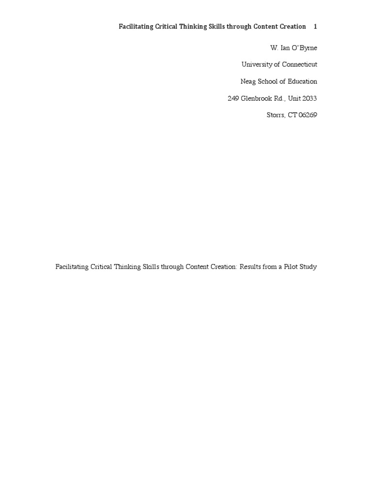 Enhancing Critical Thinking via Content Creation | PDF | Critical ...