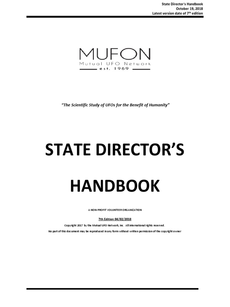 State Director's HAND BOOK V0003-2018 | PDF | Unidentified Flying Object |  Freedom Of Information Act (United States)