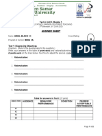 Answer Sheet: Test in Unit II. Module 1