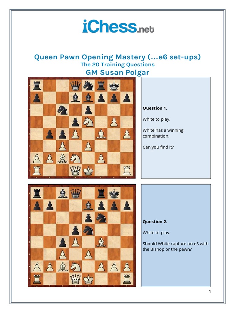 Puzzles - Queen Pawn Opening Mastery E6 | PDF | Traditional Games ...