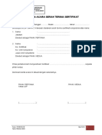 Form tanda terima sertifikat & form surat pernyataan pemegang sertifikat