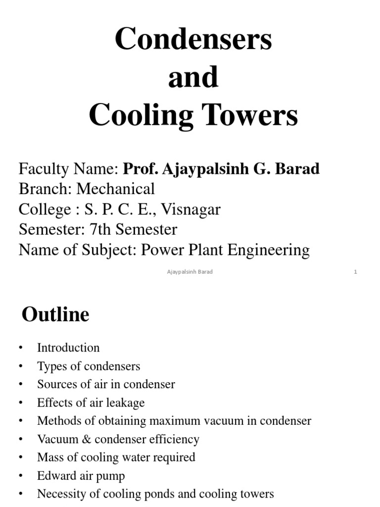 Condensers and Cooling Towers Overview | PDF | Heat Exchanger | Steam