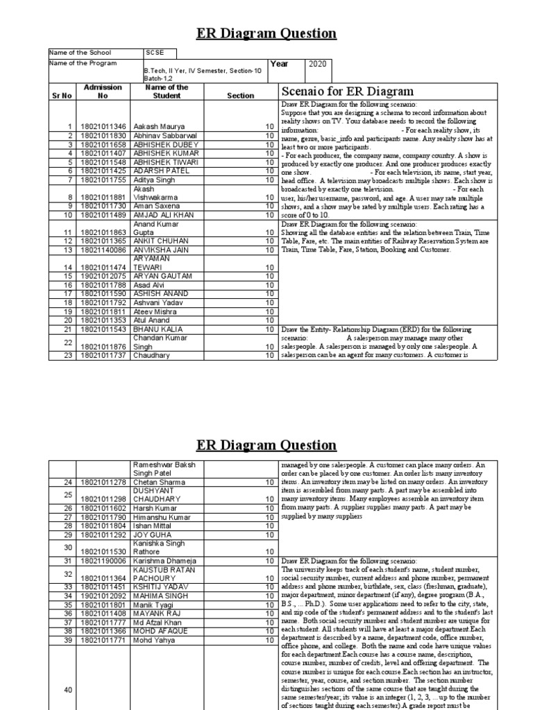ER Diagram Question (Section-10) | PDF | Business