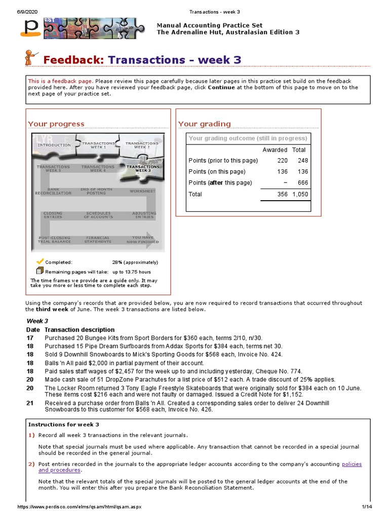 Perdisco - Transactions - Week 3 | PDF | Debits And Credits | Money