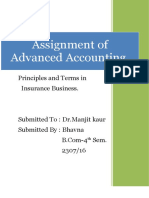 Assignment of Advanced Accounting.: Principles and Terms in Insurance Business