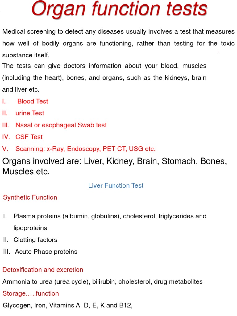 Comprehensive Organ Function Tests | PDF | Renal Function | Creatinine