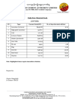 Penden Cement Authority Limited: Daily Raw Material Stock