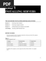 Installing Servers: This Lab Contains The Following Exercises and Activities