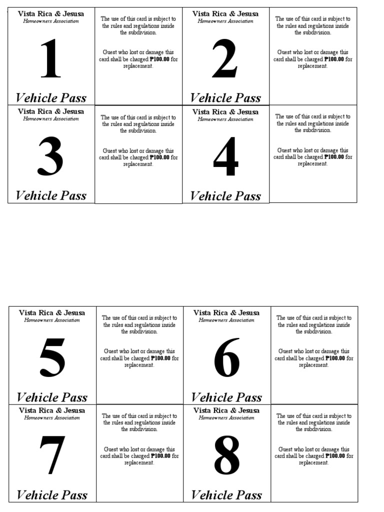 Vista Rica Vehicle Pass | PDF | Condominium | Government